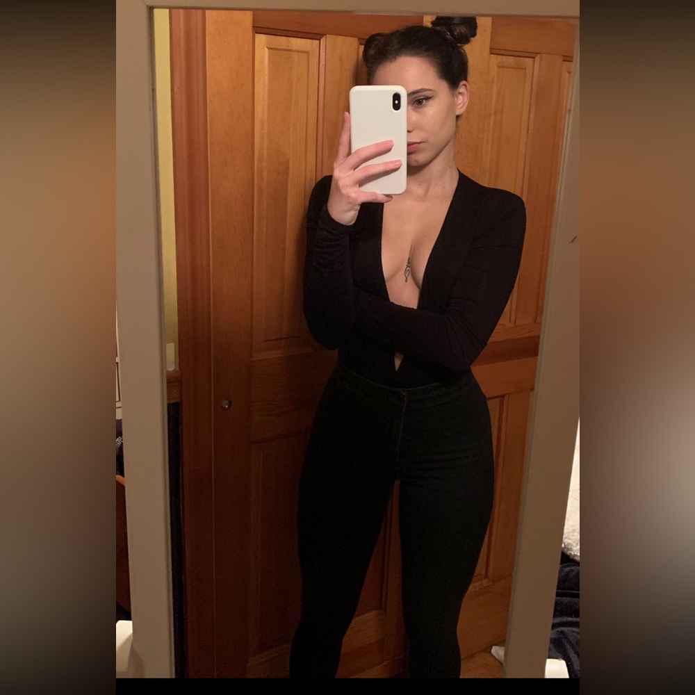 Top Shop High Waisted Black Frayed Joni Jeans